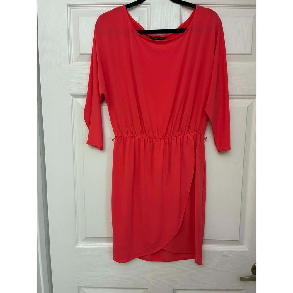 Victoria's Secret M Coral Wrap Dress 3/4 Sleeve‎ Tulip Hem